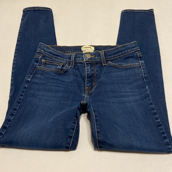 L’AGENCE “Brigitte” Skinny Mid-Rise Jeans Blue Denim Dark Wash Size 27” x 28” - Picture 11 of 15